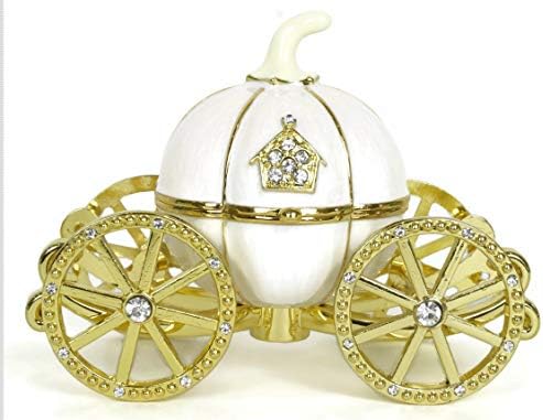 VI N VI זהב / נסיכה לבנה סינדרלה סילבר ריינסטון גביש דלעת קופסת תכשיט תכשיטים, תיבת תכשיטים |